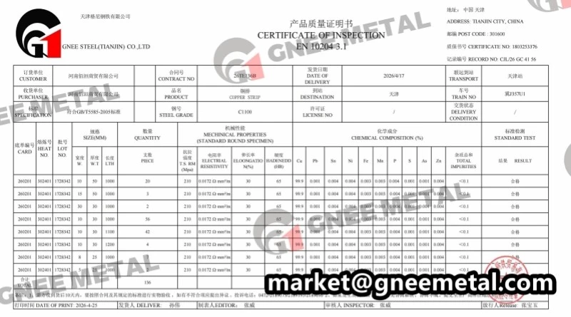 C11000 Mill Test Certificates C11000 Mill Test Certificates